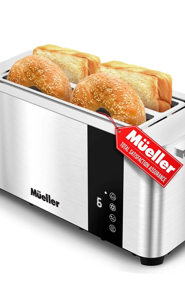 Mueller UltraToast Full Stainless Steel Toaster 4 Slice with Removable Tray
