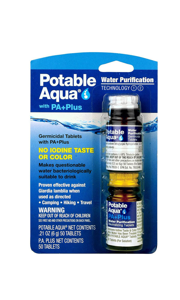 Potable Aqua Water Purification Tablets with PA Plus, for Camping, Hiking